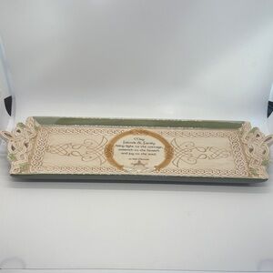 Grasslands Road Cream and Green Ceramic Tray with Irish Proverb